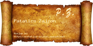 Patatics Zajzon névjegykártya